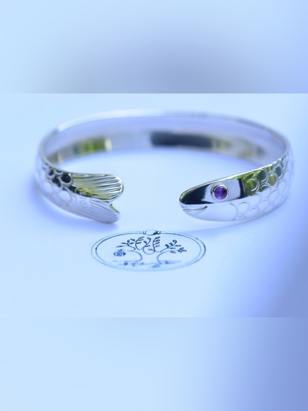 Shiner Bracelet by Eden Hand Arts - Sterling Silver w/ Amethyst Eye